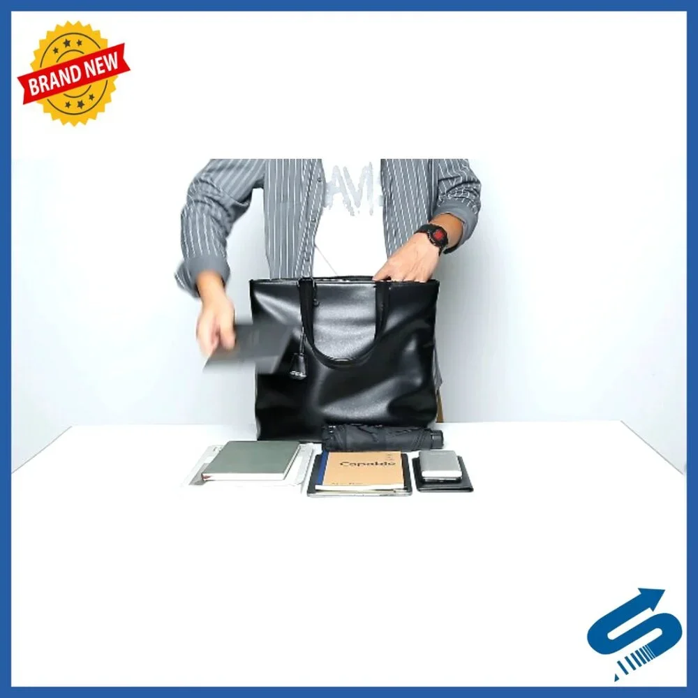 Large Leather Briefcase Tote Bag for Work School Business Laptop